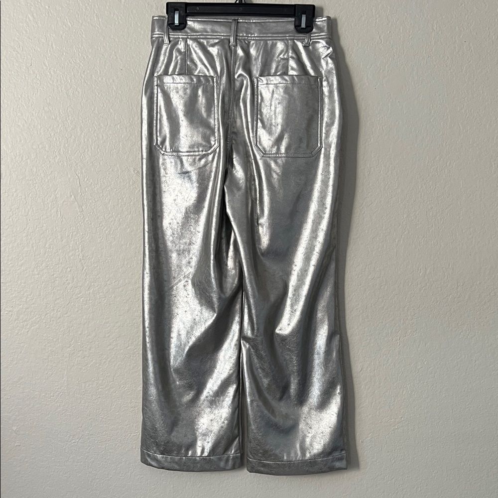 Nwt Lesley Evers Cheryl Silver Faux Leather Pants In Size S — image 4 of 8